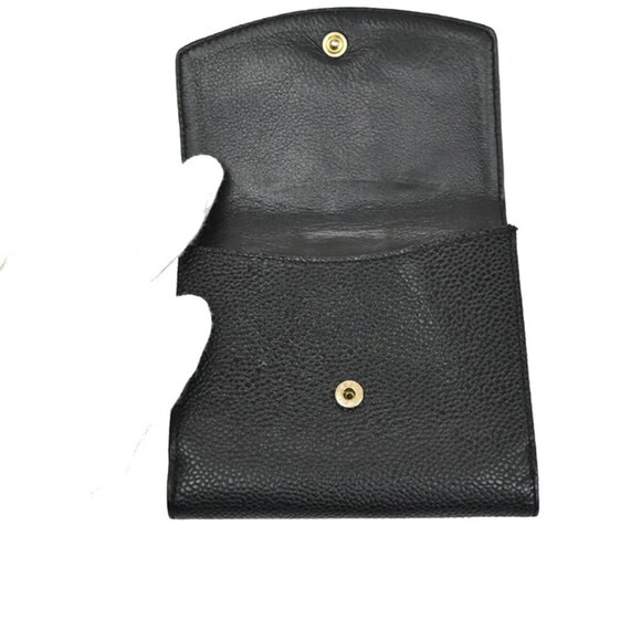 CHANEL CC Logo Compact Wallet Grained Calfskin Leather Black Vintage - Picture 11 of 16